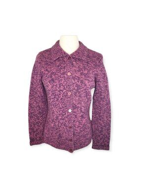 VTG Jones Wear Sport Lambswool Angora Cotton Button Knit Sweater Medium